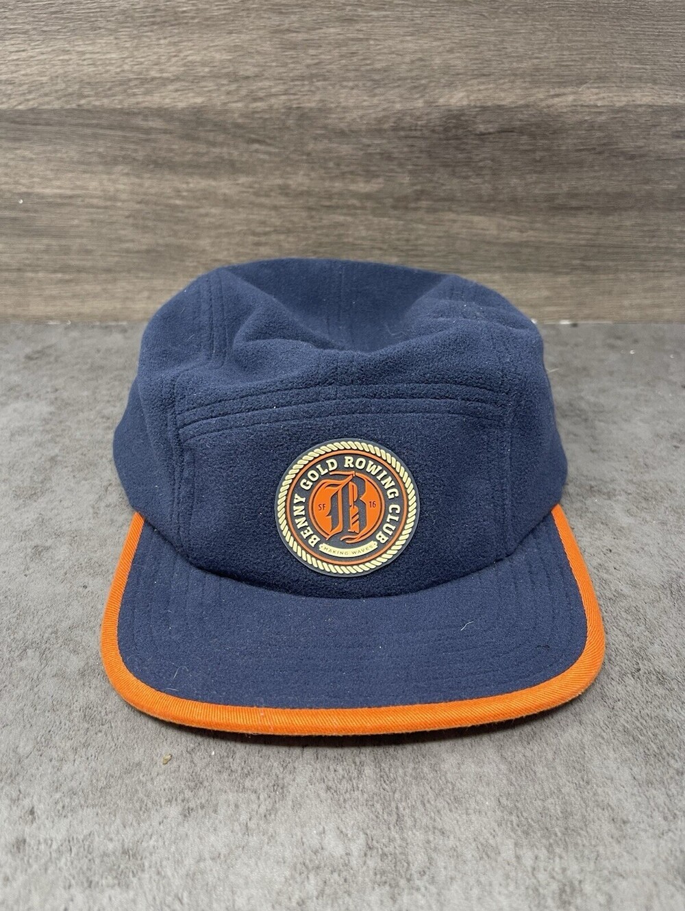 Benny Gold Rowing Club Fleece 5 Panel Hat Navy Orange Strapback Cap